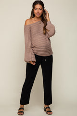 Taupe Crochet Dolman Sleeve Maternity Sweater