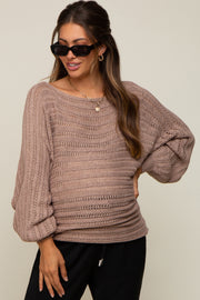 Taupe Crochet Dolman Sleeve Maternity Sweater