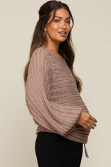 Taupe Crochet Dolman Sleeve Maternity Sweater