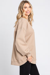 Beige Soft Knit Fleece Lined Sweatshirt