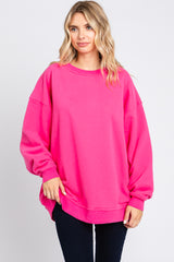 Fuchsia Soft Knit Fleece Lined Sweatshirt