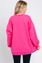 Fuchsia Soft Knit Fleece Lined Sweatshirt