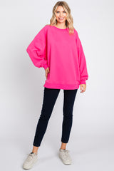 Fuchsia Soft Knit Fleece Lined Sweatshirt