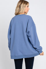 Blue Soft Knit Fleece Lined Sweatshirt