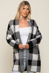 Black Plaid Shawl Cardigan