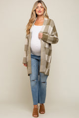 Olive Plaid Shawl Maternity Cardigan