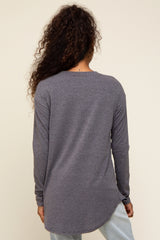 Charcoal Long Sleeve Curved Hem Top