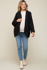 Black Knit Cuffed Maternity Cardigan