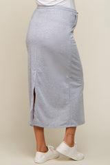 Grey Fleece Drawstring Maternity Maxi Skirt