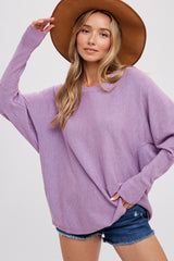 Lavender Knit Long Dolman Sleeve Maternity Top