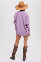 Lavender Knit Long Dolman Sleeve Top