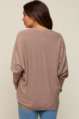 Taupe Knit Long Dolman Sleeve Maternity Top