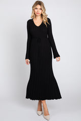 Black Ribbed Knit Maxi Dress