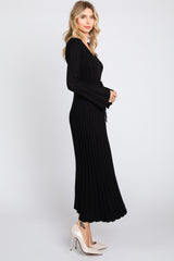 Black Ribbed Knit Maxi Dress