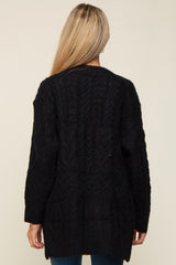 Black Cable Knit Maternity Cardigan