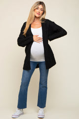 Black Cable Knit Maternity Cardigan