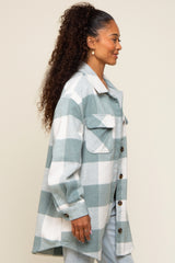 Grey Plaid Brushed Long Shacket