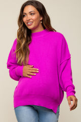 Magenta Mock Neck Maternity Sweater