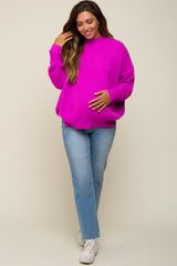 Magenta Mock Neck Maternity Sweater