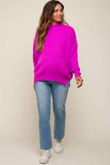 Magenta Mock Neck Maternity Sweater