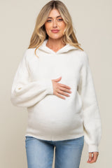 Ivory Hooded Maternity Sweater