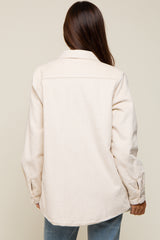 Cream Corduroy Sherpa Lined Maternity Shacket