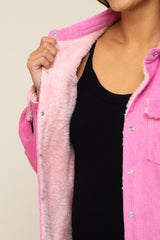 Pink Corduroy Sherpa Lined Maternity Shacket