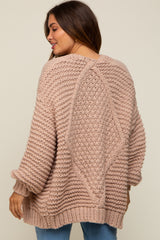 Beige Chunky Knit Maternity Cardigan