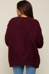 Burgundy Chunky Knit Maternity Cardigan