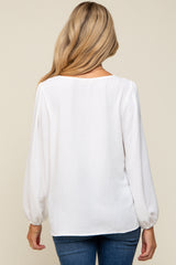 White Long Puff Sleeve Maternity Blouse Top