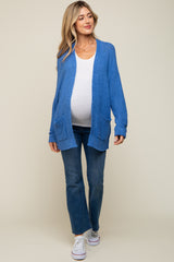 Blue Cuff Sleeve Maternity Cardigan