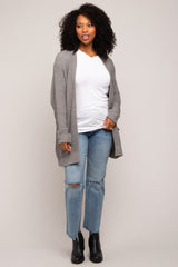 Heather Grey Cuff Sleeve Cardigan