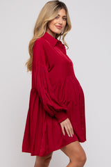 Red Button Down Maternity Dress