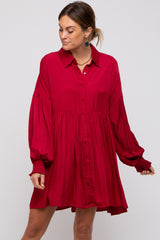 Red Button Down Maternity Dress