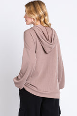 Mocha Ribbed Hooded Top