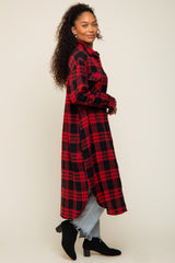 Red Plaid Oversized Shirt