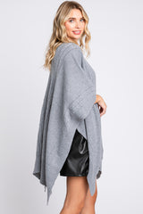 Heather Draped Cable Knit Dolman Sleeve Cardigan