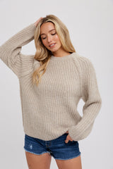 Beige Basic Chunky Knit Sweater