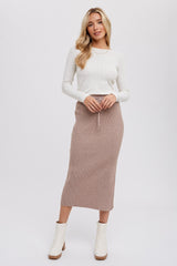 Mocha Rib Knit Maternity Midi Skirt