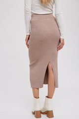 Mocha Rib Knit Midi Skirt