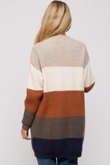 Cream Color Block Soft Knit Maternity Cardigan