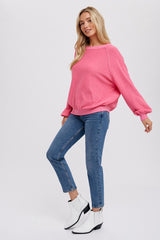 Fuchsia Knit Long Sleeve Top