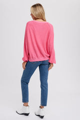 Fuchsia Knit Long Sleeve Top