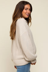 Taupe Oversized Zip Up Maternity Cardigan