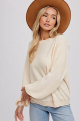 Cream Knit Long Sleeve Top