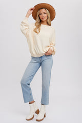 Cream Knit Long Sleeve Top