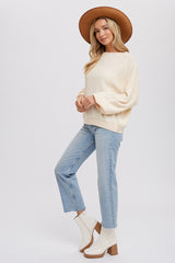 Cream Knit Long Sleeve Top