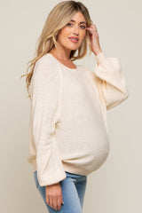 Cream Knit Long Sleeve Maternity Top