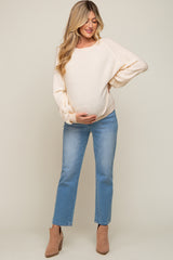 Cream Knit Long Sleeve Maternity Top