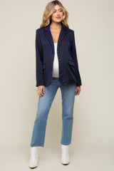 Navy Pinstripe Front Pocket Maternity Blazer